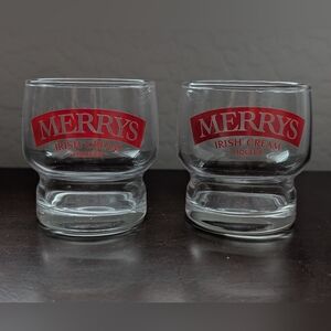 Vintage Merrys Irish Cream Cocktail Glasses Set Of 2 Red 6 Ounce
